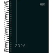 Agenda 2026 Diária Espiral Pepper Tilibra Preta 11 x 16