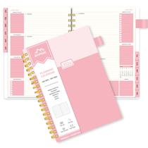 Agenda AIMPEAK 2024 semanal e mensal rosa 14x21cm com espiral