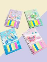 Agenda Caderno de Anotação 60 Folhas 19cm Com Recadinho Colorido Borboleta Agenda Infantil Escolar