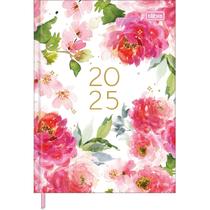 Agenda Costurada Diária Feminina Floral 2025 Tilibra 12x16 cm