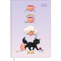 Agenda Costurada Petit 10,5 x 14,8 cm Purrfect Cats 2025 - Capa Lilás - Catpuccino