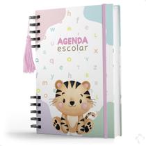 Agenda Creche Infantil Capa Dura Cuidado Diário Menina Tigre