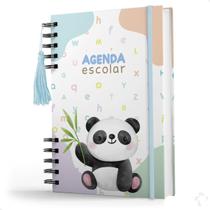 Agenda Creche Infantil Capa Dura Cuidado Diário Menino Panda