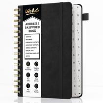Agenda de Direcciones WEMATE de Espiral con Contraseña en Cuero Negro 14x21 cm