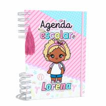 Agenda Escolar Capa Dura 2024 A5 Menina 002 com Elástico, Tassel e Bolso