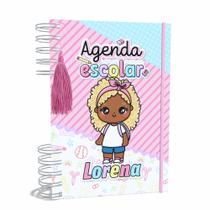 Agenda Escolar Capa Dura 2024 A5 Menina 002 com Elástico, Tassel e Bolso - Lissie Papeleria