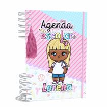 Agenda Escolar Capa Dura 2024 A5 Menina 002 com Elástico, Tassel e Bolso