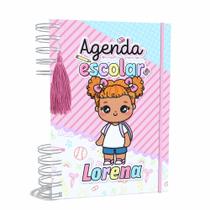 Agenda Escolar Capa Dura 2024 A5 Menina 006 com Elástico, Tassel e Bolso - Lissie Papeleria