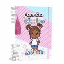 Agenda Escolar Capa Dura 2024 A5 Menina 008 com Elástico, Tassel e Bolso - Lissie Papeleria