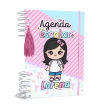Agenda Escolar Capa Dura 2024 A5 Menina 010 com Elástico, Tassel e Bolso