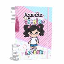 Agenda Escolar Capa Dura 2024 A5 Menina 010 com Elástico, Tassel e Bolso - Lissie Papeleria