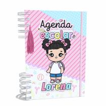 Agenda Escolar Capa Dura 2024 A5 Menina 010 com Elástico, Tassel e Bolso - Lissie Papeleria