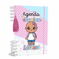 Agenda Escolar Capa Dura 2024 A5 Menina 011 com Elástico, Tassel e Bolso