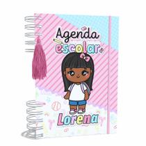 Agenda Escolar Capa Dura 2024 A5 Menina 012 com Elástico, Tassel e Bolso