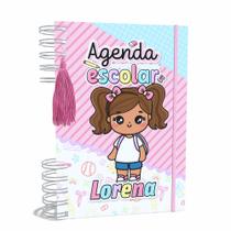 Agenda Escolar Capa Dura 2024 A5 Menina 013 com Elástico, Tassel e Bolso - Lissie Papeleria