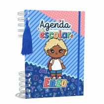 Agenda Escolar Capa Dura 2024 A5 Menino 001 com Elástico, Tassel e Bolso