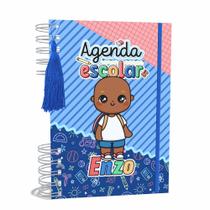 Agenda Escolar Capa Dura 2024 A5 Menino 001 com Elástico, Tassel e Bolso