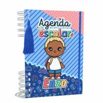 Agenda Escolar Capa Dura 2024 A5 Menino 001 com Elástico, Tassel e Bolso - Lissie Papeleria