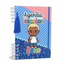 Agenda Escolar Capa Dura 2024 A5 Menino 001 com Elástico, Tassel e Bolso - Lissie Papeleria