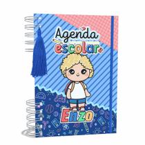 Agenda Escolar Capa Dura 2024 A5 Menino 002 com Elástico, Tassel e Bolso