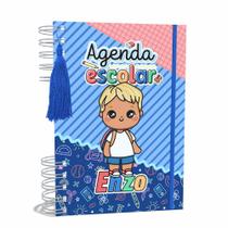 Agenda Escolar Capa Dura 2024 A5 Menino 003 com Elástico, Tassel e Bolso