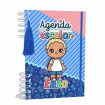 Agenda Escolar Capa Dura 2024 A5 Menino 003 com Elástico, Tassel e Bolso