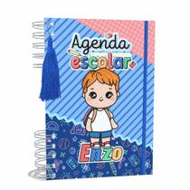 Agenda Escolar Capa Dura 2024 A5 Menino 004 com Elástico, Tassel e Bolso