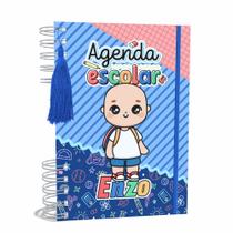 Agenda Escolar Capa Dura 2024 A5 Menino 004 com Elástico, Tassel e Bolso - Lissie Papeleria