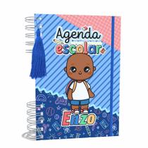Agenda Escolar Capa Dura 2024 A5 Menino 005 com Elástico, Tassel e Bolso