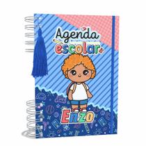 Agenda Escolar Capa Dura 2024 A5 Menino 006 com Elástico, Tassel e Bolso