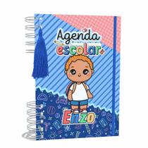 Agenda Escolar Capa Dura 2024 A5 Menino 006 com Elástico, Tassel e Bolso