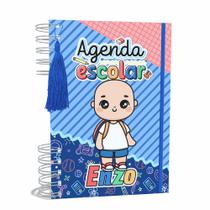 Agenda Escolar Capa Dura 2024 A5 Menino 007 com Elástico, Tassel e Bolso - Lissie Papeleria