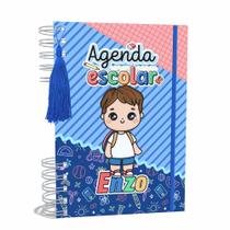 Agenda Escolar Capa Dura 2024 A5 Menino 007 com Elástico, Tassel e Bolso - Lissie Papeleria