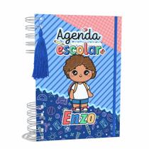 Agenda Escolar Capa Dura 2024 A5 Menino 009 com Elástico, Tassel e Bolso - Lissie Papeleria