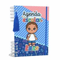 Agenda Escolar Capa Dura 2024 A5 Menino 009 com Elástico, Tassel e Bolso