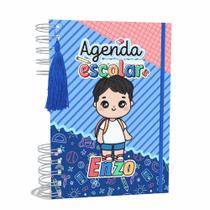 Agenda Escolar Capa Dura 2024 A5 Menino 010 com Elástico, Tassel e Bolso