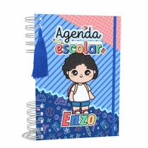 Agenda Escolar Capa Dura 2024 A5 Menino 010 com Elástico, Tassel e Bolso