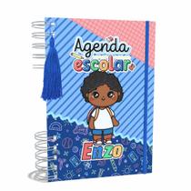 Agenda Escolar Capa Dura 2024 A5 Menino 011 com Elástico, Tassel e Bolso