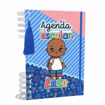 Agenda Escolar Capa Dura 2024 A5 Menino 011 com Elástico, Tassel e Bolso - Lissie Papeleria