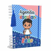 Agenda Escolar Capa Dura 2024 A5 Menino 012 com Elástico, Tassel e Bolso