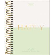 Agenda Espiral Diária 12,9 x 18,7 cm Happy 2025 - Branco E Verde