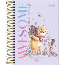 Agenda Espiral Diária 12,9 x 18,7 cm Pooh 2025 - Awesome Vibes Only Fundo Lilás