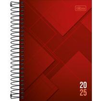 Agenda Espiral Diária 12,9 x 18,7 cm Zip 2025 - Quadrados Vermelhos