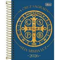 Agenda Espiral Diária 14,2 x 20,3 cm Bíblica 2026 - Azul Escura - Seja Minha Luz