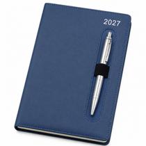 Agenda Executiva 2027 Planner Diário Anual Capa Dura Couro Com Suporte Porta Caneta - Preto Agenda Executiva 2027 Planner Diário Anual Capa Dura Couro Com Suporte Porta Caneta - Preto