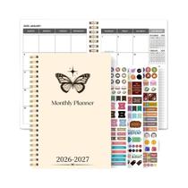 Agenda Mensal A5 2026-2027 Com Capa Borboleta, Organizador Espiral De 24 Meses Para Escritório E Agenda Mensal A5 2026-2027 Com Capa Borboleta, Organizador Espiral De 24 Meses Para Escritório E