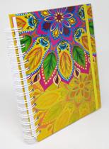 Agenda Permanente 22x16 cm Personalizada Executiva Amarela com Mandala Decorativa - Capa Dura, Espiral, Floral, Ideal pa - ColoriCasa