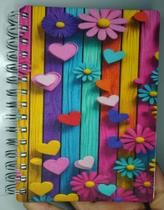 Agenda Personalizada 2025 Capa Dura Molas em Metal Permanente e Anual 2025 Floral Colorida