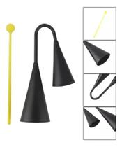 Agogo Duplo 18 Cm Com Baqueta Preto