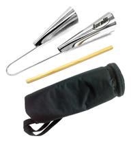 Agogô Duplo Cromado Aço Torelli To015 Com Capa Luxo